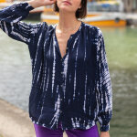 Blouse bleue manches longues berfine bleu marine en viscose