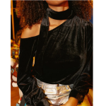 Blouse braydon asymtrique en velours noir