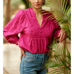 Blouse briam fushia en coton fuchsia