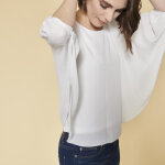 Blouse cape manches longues top blanc