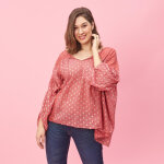 Blouse col v avec application de dentelle klauda en coton