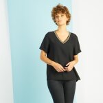 Blouses col v dtail bandes  l'encolure elena