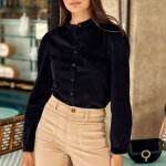 Blouse en coton blondie noir