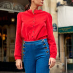 Blouse en coton blondie rouge