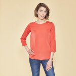 Blouse fendue manches 3 / 4 ajustables femme orange