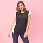 Blouse fendue volants aux manches courtes femme - lot noir