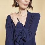 Blouse fluide manches volantes bleu marine