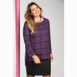 Blouse imprime manches longues asymtrique femme violet en viscose