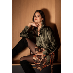 Blouse lavallire kaki - sylvie
