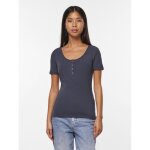 Blouse manches courtes col rond bleu