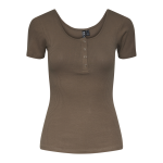 Blouse manches courtes col rond marron