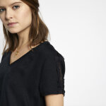 Blouse manches courtes col v dtail dentelle donna noir en viscose