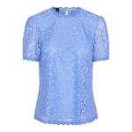Blouse manches courtes en dentelle colline bleu nia