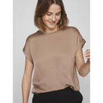 Blouse manches courtes en satin ellette marron aria
