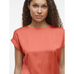 Blouse manches courtes en satin ellette rose ruth
