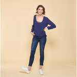 Blouse manches longues dtail dentelle bleu marine