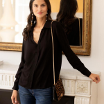 Blouse manches longues dtail dentelle dan en viscose