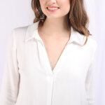 Blouse manches longues dtail dor carla en viscose