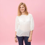 Blouse manches longues lastiques femme - rose blanc en coton