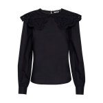 Blouse manches longues femme noir en coton