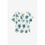 Blouse  motif palmier marine hope blanche bleu en coton pey