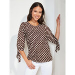 Blouse  pois pour femme manche 3 / 4 marron