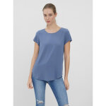 Blouse regular fit col rond manches courtes longueur regular bleu en viscose quin
