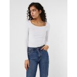 Blouse regular fit col en u manches longues extra long blanc