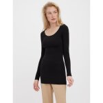 Blouse regular fit col en u manches longues extra long noir