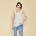 Blouse sans manche col rond femme - blanc en coton