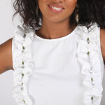 Blouse sans manches volants et pierres femme - cru blanc