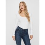 Blouse slim fit col en u manches longues blanc