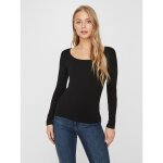 Blouse slim fit col en u manches longues longueur regular noir
