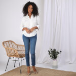 Blouse unie col v manches 3 / 4 et pli central femme - cru blanc