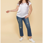 Blouse unie manches courtes femme blanc