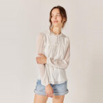 Blouse unie dtails volants cru