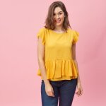 Blouse  volants femme - jaune