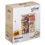 Bocal verre de 3 empilable et bois Bocal verre de 3 empilable et bois