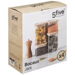 Bocal verre de 4 empilable et bois Bocal verre de 4 empilable et bois