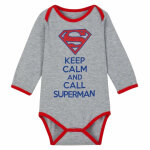 Body  manches longues bb garon imprim superman - gris