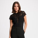 Body mix dentelle manches courtes noir