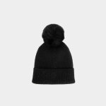 Bonnet femme noir avec pompon en viscose Bonnet femme noir avec pompon en viscose