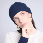 Bonnet unisexe bleu marine en cachemire