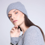 Bonnet unisexe gris fonc en cachemire