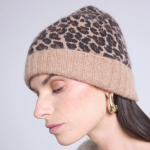 Bonnet unisexe leopard multicolore en cachemire