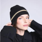 Bonnet unisexe lurex noir en cachemire