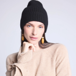 Bonnet unisexe noir en cachemire
