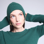 Bonnet unisexe vert bouteille en cachemire