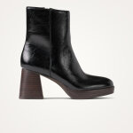 Bottines noires  plateforme et talon bois