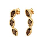 Boucles d'oreilles kosma kira bes22978 - sqs - mtal dor jaune & quartz fum femme